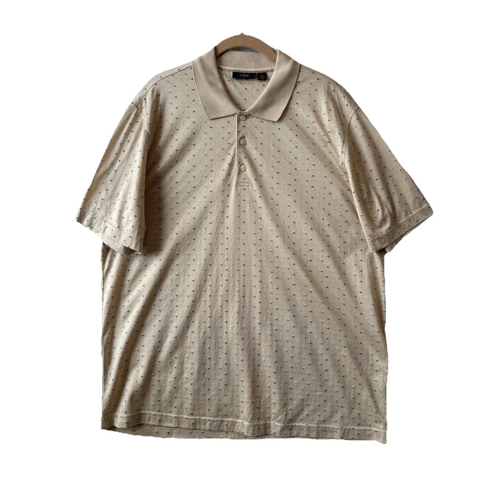 Tasso Elba Diamond‎ Jacquard Short Sleeve Polo Shirt Men's L Classic Old Money